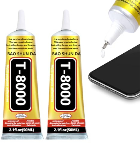 MOLZINY 2 Piezas Pegamento Pantalla Movil 50ml T8000 Pegamento Transparente Multiusos para Reparar Pantallas Táctiles Monitores Piezas de Carcasa Pegamento para Tela Zapatos Textil Modelismo Cristal