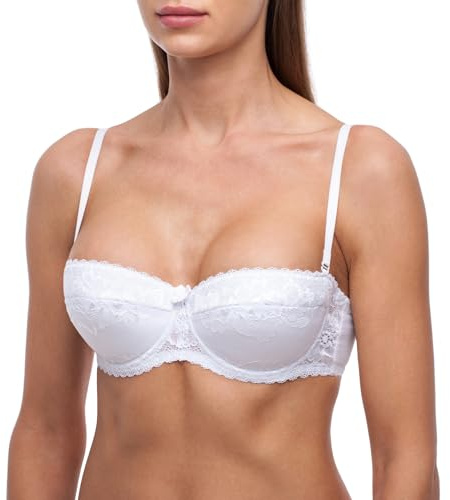 frugue Reggiseno Push Up a Fascia Senza Spalline Donna Bianco IT 2B