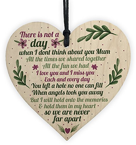 XLD Store Mum Memorial Gift Grave Plaque Tribute Sign Wooden Heart Mum Birthday Gifts For Her
