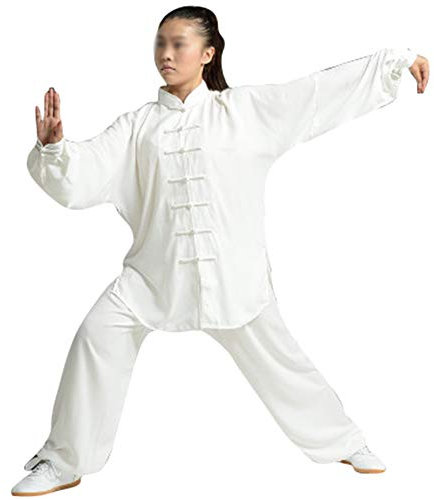 Tai Chi Uniform Kläder Unisex Kinesisk Imitation Silke Tvådelad Kostym Traditionell Imitation Byxor, Vitt, XL