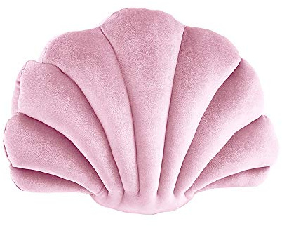 Muschelförmiges Kissen, Samt, gemütlich, solide, dekorativer Couchkissen, Überwurfkissen mit Kisseneinsatz für Zuhause, Sofa, Bett, Wohnzimmer, Dekoration, Wurfkissen (Rosa, 33 x 46 cm)