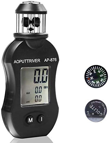 Anémomètre Numérique AP-876 Anemometre Portable Compteur de Vitesse du Vent Mesure Vitesse de l'air Volume d'air Livré avec Boussole + Batterie pour HVAC Tournage Voile