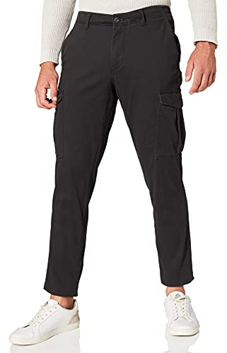 JACK & JONES Mens Slim Fit Cargo Trouser Utility Pockets Ankle Height Trousers for Men UK, Black Colour, Size- 34W / 32L