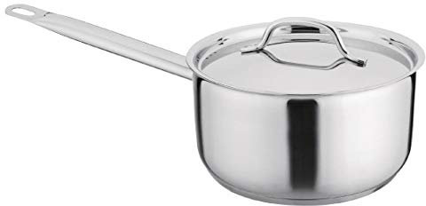 Nisbets Essentials Stainless Steel Saucepan in Silver with Handled Lid - Suits All Cooking Surfaces - Highly Durable and Easy Clean - 3L