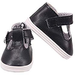 Aeromdale Puppenschuhe, weich, PU, 5 cm, für 36,8 cm große Puppen, 32–34 cm, Geschenkzubehör für Mädchen, Schwarz, 1 Paar