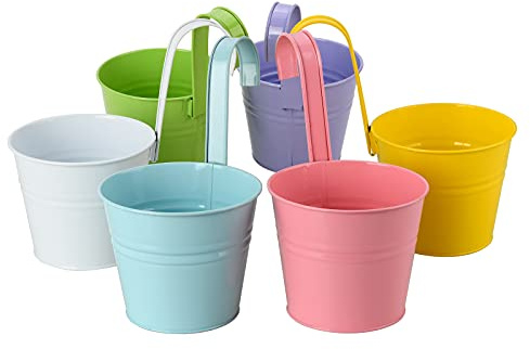 MCDSAJ - Grande vaso da fiori vintage da appendere, in ferro metallico, vasi da fiori in metallo, decorazione per la casa, 6 pezzi