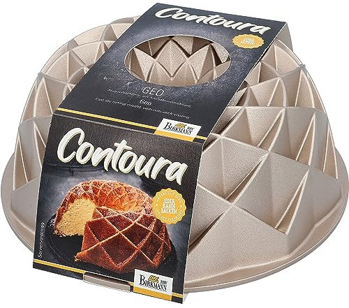 Birkmann, Contoura, Gugelhupfform Geo, Backform aus Aluguss, mit Antihaftbeschichtung und Rezept, 887039