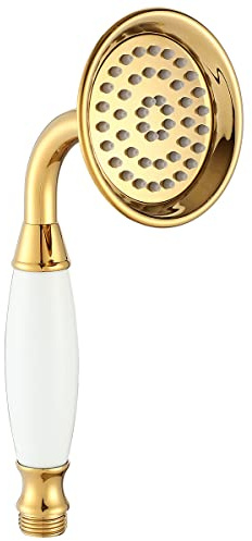 Ownace 3.3 Inch Traditional Gold Brass Ceramics Telephone Hand Shower Head | Victorian Rain Shower Head for Bathroom Shower Tap High Pressure
