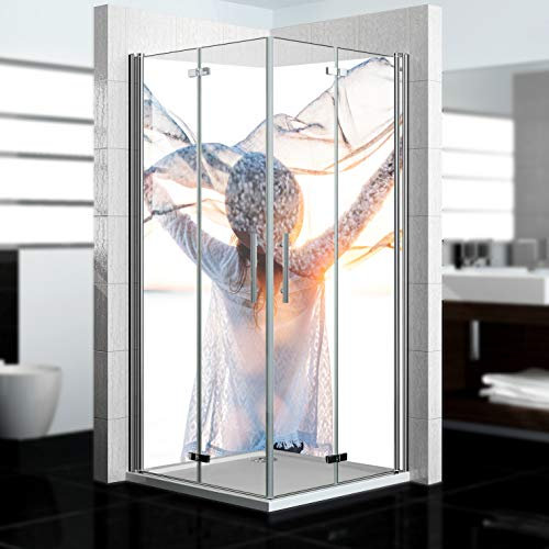 dedeco Eck-Duschrückwand wasserfest Motiv: Boho V3 Freedom, 2 x 100x200 cm, als Badrückwand zum Fliesenersatz, als Dekorwand, Wandverkleidung und Duschplatte aus Aluminium - Made in Germany