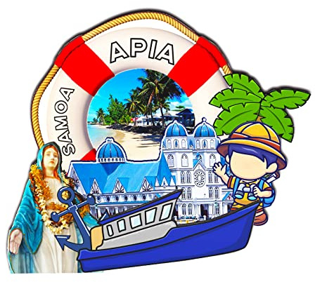 Apia Samoa Kühlschrankmagnet, 3D, klassische Holz-Kühlschrankmagnete, Wahrzeichen, handgefertigt, Handwerk, Reise, Souvenir, Geschenk, Sammlung, Dekoration, 994