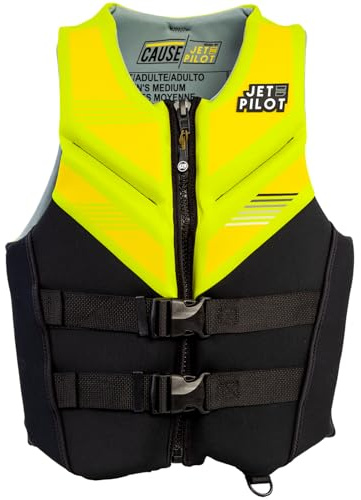 Jetpilot Cause Neoprene Coast Guard Approved Life Jacket PFD (Neon Yellow, Large)