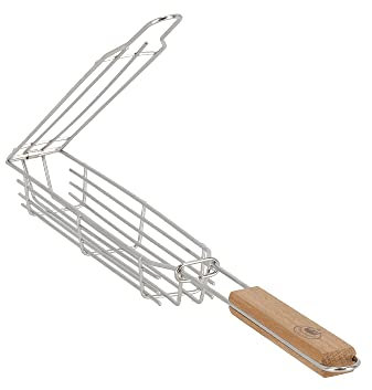 Esschert Design Grill - Gemüsehalter Camping Lagerfeuer Kamin Grill Holz Korb