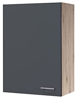 Flex-Well Küchen Hängeschrank - 60 cm breit x 89 cm hoch - Basaltgrau Matt San Remo Eiche – Morena