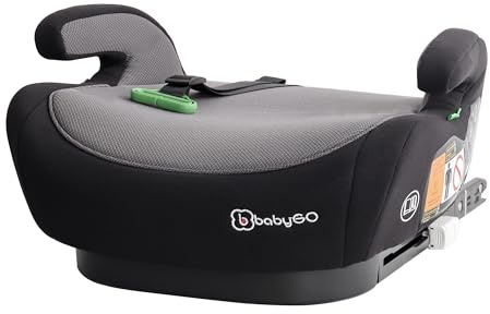 babyGO Sitzerhöhung Bursa IV nach neuer I-Size Norm - Kindersitzerhöhung mit verstellbarem Isofix - Kindersitz/Autositz für Kinder (125-150 cm) Schwarz