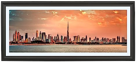 LTYHHK 10x24 Panoramic Picture Frames Solid Wood with 8x22 White Mat, Displays 8x22 with Mat or 10x24 Inch without Mat, 10x24 Poster Frame 8x22Photo Frames Family Wall Black (L23B1024W822)