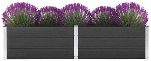 Garten Hochbeet 250x100x54 cm WPC Grau, Artikelfarbe Grau