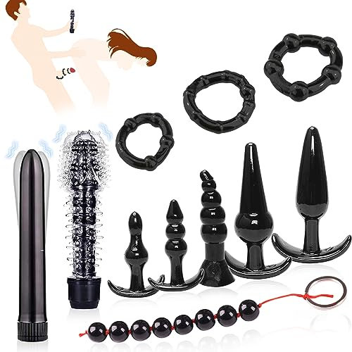 BDSMYEE Set di 11 Plug Anales, Consoladores con Vibración para Mujer Hombre, Dildo Anal Plug Dilatador Butt Plug, juguetes eróticos para pareja sexuales