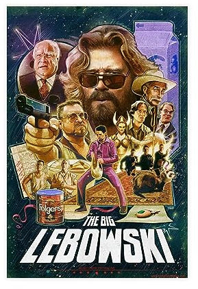 EMIGOS Big Lebowski Filmposter auf Leinwand, Wandkunst, Dekor, Bild, Gemälde für Wohnzimmer, Schlafzimmer, Dekoration, ungerahmt, 30 x 45 cm