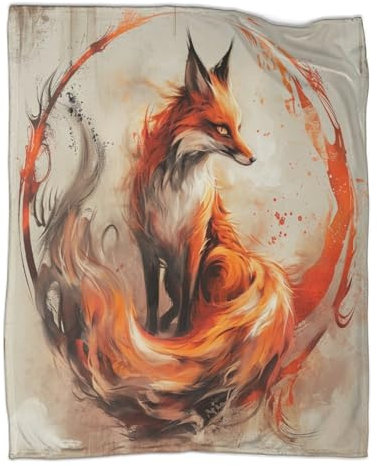 Fuchs Kuscheldecke 80x90inch(200x230cm),weich & Warm,extra Flauschig Als Sofadecke Wildtiere Wohndecke Yogadecke Tagesdecke,Plüsch Sofaüberwurf