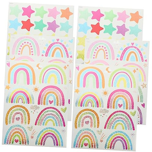 Hoement 6stücke Regenbogen Aufkleber Für Wasserbecher Bunte Diy Aufkleber Selbstklebende Dekoraufkleber Bastelaufkleber Für Handyhülle Laptop Flaschen Notizblöcke Scrapbook
