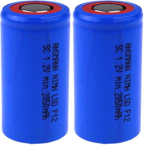 ANSMANN 2850 mAh 1.2 V Sub-C NiMH LSD Flat-Top Battery - Blue (Pack of 2)