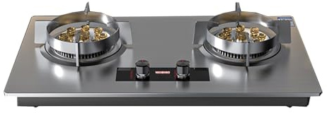 GCGC Gaskochfeld, Gaskochfeld, 2 Brenner, Desktop Und Integriertes Dual-Use-NG/LPG, Gasherd Mit Flammendurchschlagschutz 8,5 KW, for Outdoor-Camping-Haus(LPG)