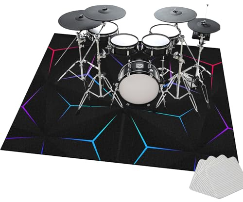 JaevKwzy Trummattor, professionell trummatta trummatta, halkfri trummatta, 200 x 170 cm tätt vävt tyg trumset matta för elektroniska trumkit bas trumma virvel och annat musikinstrument