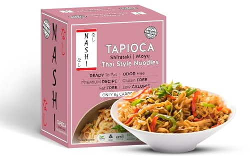 Nashi Tapioca Shirataki Thai Style Noodles 150g (Pack of 6) - Odour Free, Low Calorie & Fat Free, High Fibre, Keto Friendly, Vegan & Gluten Free, Low Carb Konjac Noodles | Ready to Eat