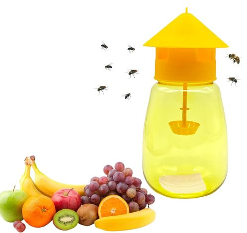 HAOBIN Trappola per mosche della frutta Catcher per insetti Riutilizzabili trappole ecologiche per mosche della frutta per la cucina e per l'uso interno ed esterno Trappole per mosche (giallo)