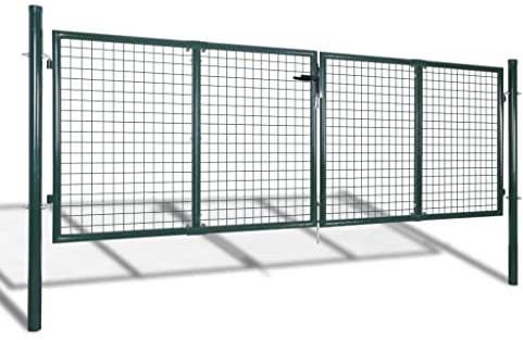 Gartenzaun Tor aus Stahl Grünes Metallgitter 289x100 cm / 306x150 cm | Langlebige Absperrung für Garten, Terrasse & Einfahrt | Witterungsbeständig & Sicher