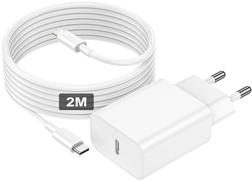 30W Chargeur Rapide iPhone avec 2M Cable Lightning [Certifié MFi] pour iPhone 14 Pro Max/14 Plus/14Pro/14/13 Plus/12/11/SE/Mini/X/XS/XR SE/8/7/6/iPad, Prise Chargeur IPhone Rapide Chargeur USB (blanc)