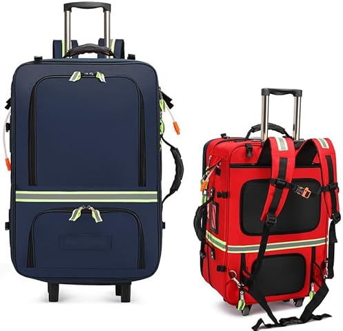 Mochila Emergencias Sanitarias Con Ruedas, Tela Oxford Duradera Para EMT,Paramédicos,Enfermeras,Médicos Tácticos,Cuidado Del Hogar,Maletín Emergencias De Soporte Vital Para Viaje Y Acampada B