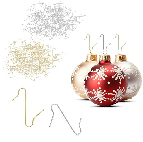 QinyOulhause 200x Weihnachtsbaum Haken – S-förmige Aufhänger in Gold & Silber – Kugelaufhänger für Christbaumschmuck Weihnachtskugeln & Baumdeko
