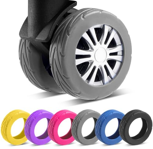 8 PC Copertine per ruote per bagagli ad aggiornamento, valigie per bagagli, coperture protettive per la ruota silicone resistenti all'usura per la ruota di filatore da 2-2,4 