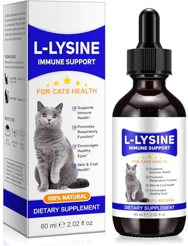 L-Lysin für Katzen, Lysin-Tropfen für Katzen, Unterstützung des Immunsystems - Niesen, Erkältung, laufende Nase, Atemwege 60ml