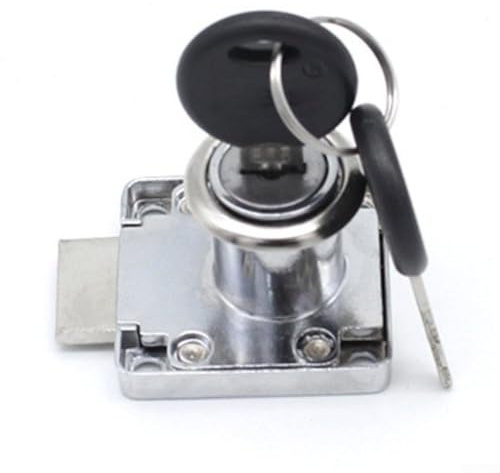 Vibsky Cerradura de leva para cajón de armario, buzón, construcción de metal resistente, ajuste de 10-20 mm de grosor, diseño compacto de 4 x 4 x 2 cm (plateado, 1 cerradura y 2 llaves)