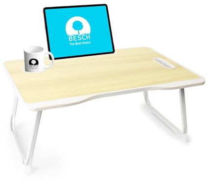 BESCH Mesa Plegable Multifuncional para Cama y Sofá 60x40x27cm – Mesa Auxiliar Portátil con Patas Abatibles, Antideslizante – Ideal para Portátil, Lectura, Desayuno y Trabajo en Casa
