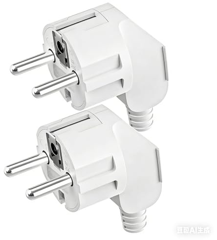 SENTAII 2x Schuko Winkelstecker IP44, Abgewinkelter Schukostecker mit Knickschutztülle, 250V~ 16A 3-polig Schutzkontakt, Geeignet für Kabel Ø 8-10mm, Robuster Netzstecker für Innen- & Außenbereich
