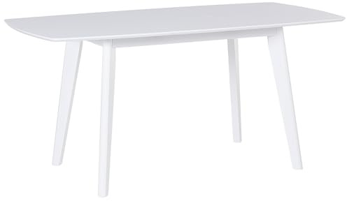 Tavolo da Pranzo Allungabile Bianco con Gambe in Legno 120-160 x 80 cm