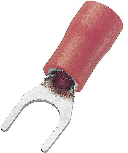 TRU COMPONENTS 745254 - Capocorda forcella, 0,50 mm², 1,50 mm², diametro foro = 4,3 mm, parzialmente isolato, rosso, 100 pezzi.