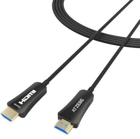 ATZEBE 2m HDMI Glasfaser Kabel 4K@60Hz, 18Gbps, YUV 4:4:4, HDR | Optisches High Speed HDMI Kabel, verlustfrei, Zinklegierung-Stecker – Ideal für Beamer, Heimkino, Gaming & Konferenz