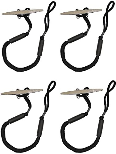 Bungee Dock Lines - Boat Accessories - 4 Feet Shock Cords Docking Rope Mooring Rope for PWC,Jet ski,Pontoon,Kayak,Canoe,Power Boat,Watercraft (Black)