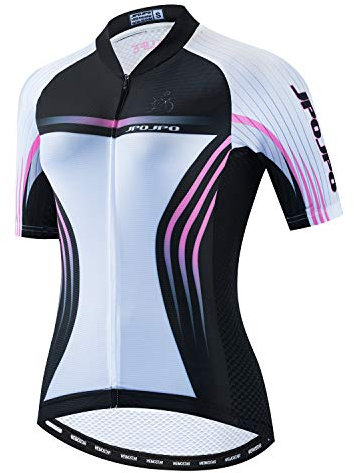 JPOJPO Cykeltröja dam cykelkläder pro team sommar kortärmad MTB Bike Shirt Top, Vit/rosa, M=Chest36.2