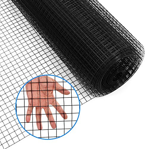 48'' x 50' 1/2inch Hardware Cloth 19 Gauge Black Vinyl Coated Welded Fence Mesh for Home and Garden Fence and Home Improvement Project