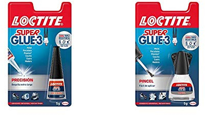 Loctite Super Glue-3 Precisión, pegamento transparente de máxima precisión, pegamento instantáneo triple resistente + Super Glue-3 Pincel, pegamento transparente con pincel aplicador