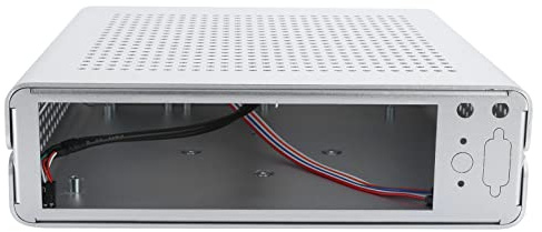 Lazimin HTPC-Gehäuse DIY-Computergehäuse, Vollaluminium-DC-ATX-Netzteil Mini-ITX-Gehäuse für Desktop-Computer(Weiß & USB2.0)