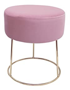 ECHTWERK Pouf Rotondo Marilyn, Sgabello Imbottito in Tessuto di Velluto, con Gambe in Metallo Color Oro, Sgabello Adatto per Camera da Letto e Soggiorno, poggiapiedi Fino a 150 kg, Rosa