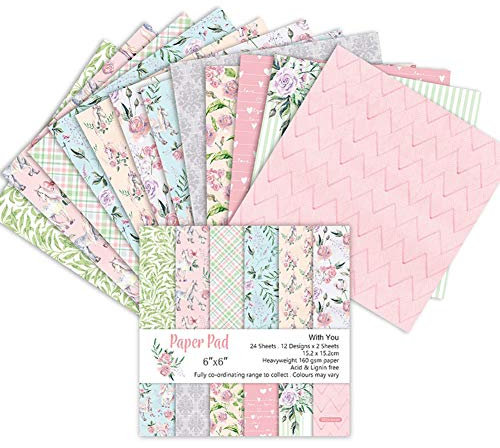 24 Blatt DIY Scrapbook Papier Fotoalbum Motivpapier, 6 Zoll Album Scrapbook Muster, Einseitiges Musterpapier für DIY Handwerk Foto Hintergrund Deko