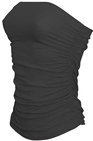 Femmes Sexy Casual Summer Bandeau Sans Manches Froncé Plage Vest Shirt Tube Tops, Rouge, 40-42