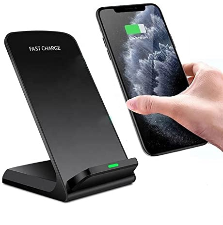 Ink Jungle Wireless Desktop Mobile Phone Charger Docking Stand, Qi & CE certified for Apple iPhone 13, 12, Mini, Pro Max, SE, 11, 1, XR, Xs Max, 10W Fast-Charging Galaxy S20 S10 S9 S8, Note 10 (Black)
